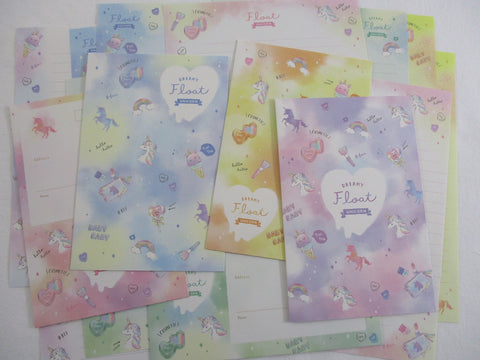 Cute Kawaii Crux Dreamy Float Unicorn Letter Sets Stationery - writing paper envelope
