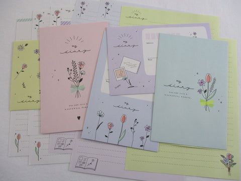 Cute Kawaii Crux My Diary Flower Spring Letter Sets Stationery - writing paper envelope