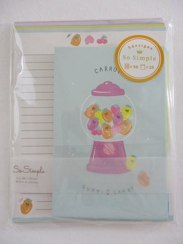 Cute Kawaii Crux Carrot Gummy Candy Letter Set Pack - Stationery Writing Paper Penpal Collectible