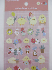 Cute Kawaii Mind Wave Baby Chicks Flower Spring Sticker Sheet - for Journal Planner Craft