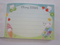 Cute Kawaii Crux Bear Strawberry Fruit Ice Cream Chima Kuma Mini Notepad / Memo Pad - Stationery Designer Paper Collection