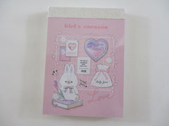 Cute Kawaii  Q-Lia Girl's corazon Heart Rabbit Mini Notepad / Memo Pad - Stationery Designer Paper Collection