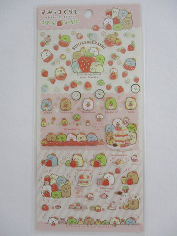 Cute Kawaii San-X Sumikko Gurashi Strawberry Sticker Sheet 2020- A - for Planner Journal Scrapbook Craft