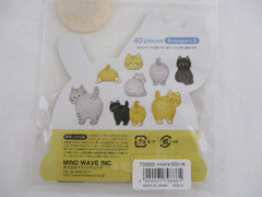 Cute Kawaii Mind Wave Cat Flake Stickers Sack - for Journal Agenda Planner Scrapbooking Craft