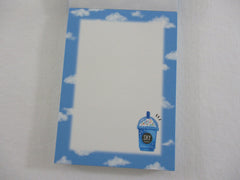 Cute Kawaii Mind Wave Drink Blue Cafe #Sunny #pop #sky Mini Notepad / Memo Pad - Stationery Design Writing Collection