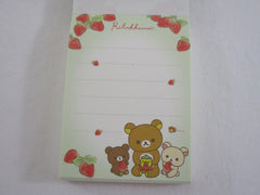 Cute Kawaii San-X Rilakkuma Bear Strawberry Mini Notepad / Memo Pad - A - Stationery Writing Message