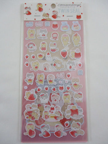 Cute Kawaii San-X CorocorocoroNya Cat Strawberry Sticker Sheet Set 2021 - A - for Planner Journal Scrapbook Craft