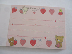 Cute Kawaii San-X Rilakkuma Bear Strawberry Mini Notepad / Memo Pad - C - Stationery Writing Message