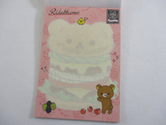 Cute Kawaii San-X Rilakkuma Bear Deli Burger with theme 4 x 6 Inch Notepad / Memo Pad - Stationery Designer Paper Collection