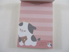Cute Kawaii Q-lia Mugyutto Bear and Cow Friends Mini Notepad / Memo Pad - Stationery Designer Paper Collection