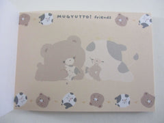 Cute Kawaii Q-lia Mugyutto Bear and Cow Friends Mini Notepad / Memo Pad - Stationery Designer Paper Collection