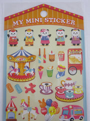Cute Kawaii Mind Wave Miniature Animal Family - Panda Bear Family Carnival Summer Fun Fair Sticker Sheet - for Journal Planner Craft