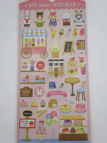 Cute Kawaii Mind Wave Miniature Animal Family - Rabbit Bunny Dessert Sweets Shop Sticker Sheet - for Journal Planner Craft
