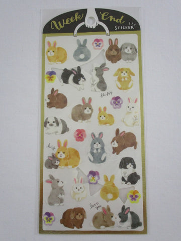 Cute Kawaii Mind Wave Weekend Series - Rabbit Bunnies Sticker Sheet - for Journal Planner Craft