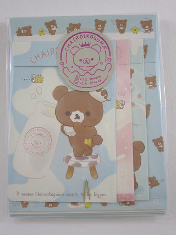 Cute Kawaii San-X Rilakkuma Chairoikoguma Milk Crown Letter Set Pack - Stationery Writing Paper Envelope Penpal