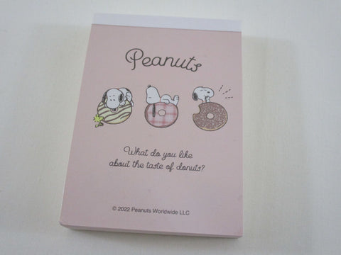 Cute Kawaii Peanuts Snoopy Mini Notepad / Memo Pad Kamio - O Donuts - Stationery Designer Paper Collection