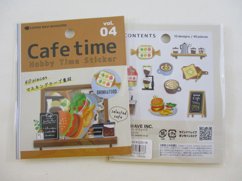 Cute Kawaii MW Hobby Time Flake Stickers Sack - Cafe Coffee Time - for Journal Agenda Planner Scrapbooking Craft
