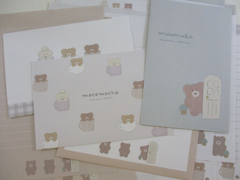 Cute Kawaii Q-Lia Moco Mocha Bear Letter Sets - B - Stationery Writing Paper Envelope Penpal