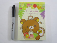 Cute Kawaii San-X Rilakkuma Bear Hedgehog and Fruits 4 x 6 Inch Notepad / Memo Pad - Stationery Designer Paper Collection