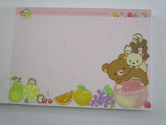 Cute Kawaii San-X Rilakkuma Bear Hedgehog and Fruits 4 x 6 Inch Notepad / Memo Pad - Stationery Designer Paper Collection