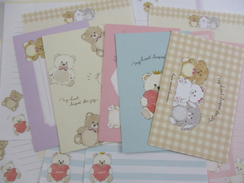Cute Kawaii Mind Wave Bear My Heart Leap for Joy Letter Sets - Stationery Writing Paper Envelope Penpal