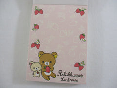 Cute Kawaii San-X Rilakkuma Bear La Fraise Strawberry Mini Notepad / Memo Pad - B - Stationery Writing Message