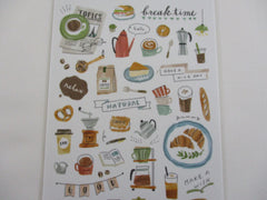 Cute Kawaii MW Drawing Series - D - Cafe Coffee Breakfast Bread Latte Drink Sticker Sheet - for Journal Planner Craft