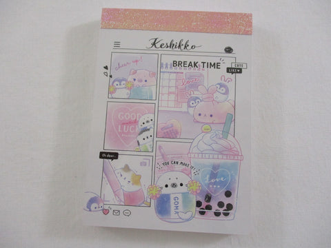 Cute Kawaii Crux Keshikko Mini Notepad / Memo Pad - E - Break Time Bubble Tea - Stationery Designer Paper Collection