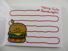 Cute Kawaii Kamio Very Cute Hamburger Mini Notepad / Memo Pad - Rare - Stationery Design Writing - Vintage Collectible