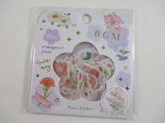 Cute Kawaii BGM Flowers Series Flake Stickers Sack - Beautiful Flowers Bloom Garden Spring - for Journal Agenda Planner Scrapbooking Craft