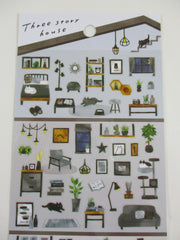 Cute Kawaii MW Home Decor Story Series - C - Dark Grey Black  Sticker Sheet - for Journal Planner Craft