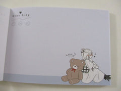 Cute Kawaii Kamio Girl Bear Dear Lily Mini Notepad / Memo Pad - Stationery Designer Paper Collection