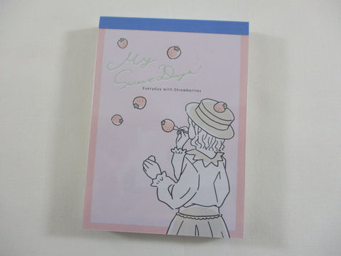 Cute Kawaii Sun Star Girl My Sweet Day Strawberry Mini Notepad / Memo Pad - Stationery Designer Paper Collection