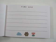 Cute Kawaii Q-Lia Happy Day Series - Bear Yuru Emo Mini Notepad / Memo Pad - Stationery Designer Paper Collection