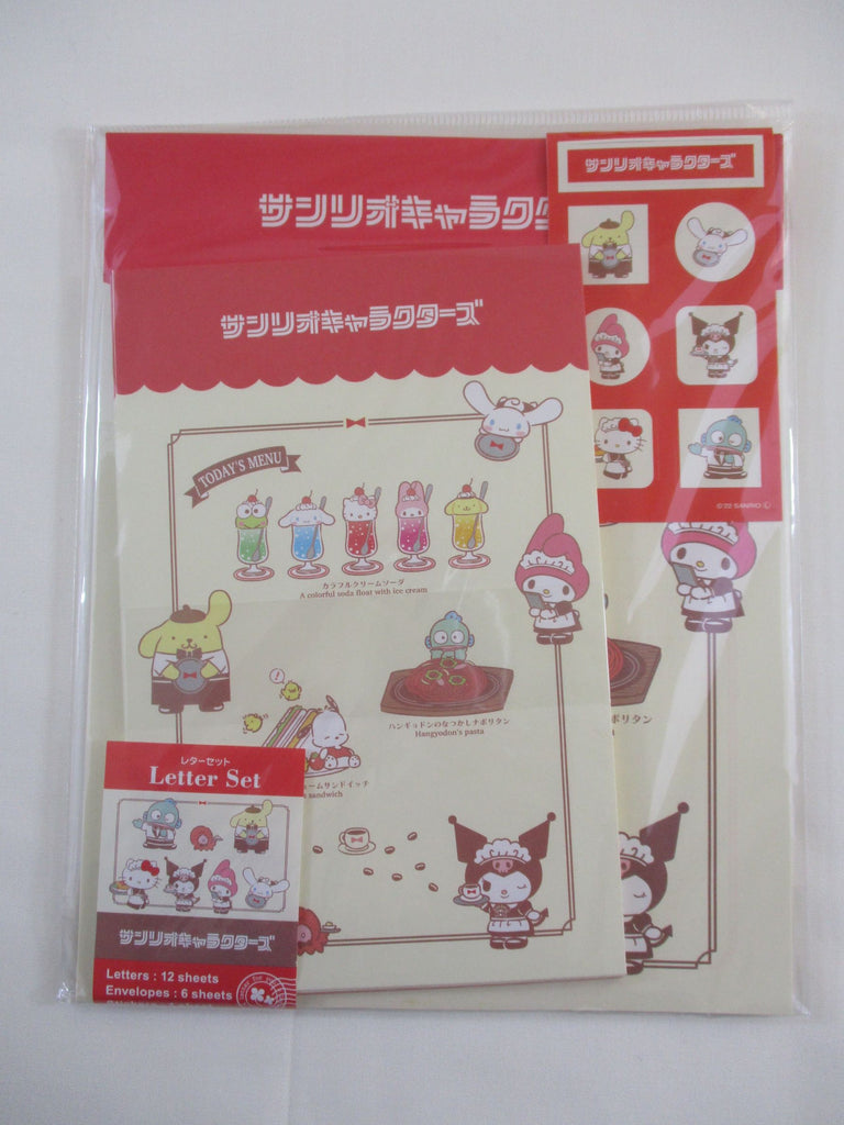 Cute Kawaii Cafe Hello Kitty Kuromi My Melody Letter Set Pack - Stationery Writing Paper Envelope Penpal