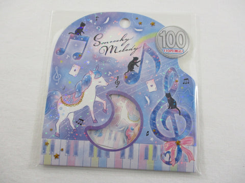 Cute Kawaii Kamio Smooch Melody Night Unicorn Flake Stickers Sack - for Journal Planner Craft Scrapbook Agenda