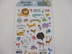 Cute Kawaii MW Drawing Series - E - Animals Bear Crocs Wild Nature Safari Lion Fox Hippo Sticker Sheet - for Journal Planner Craft
