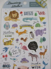 Cute Kawaii MW Drawing Series - E - Animals Bear Crocs Wild Nature Safari Lion Fox Hippo Sticker Sheet - for Journal Planner Craft
