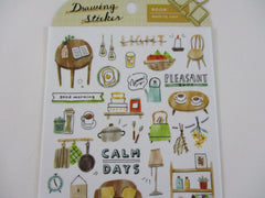 Cute Kawaii MW Drawing Series - F - Pleasant Calm Day Tea Coffee Snack Relax Sticker Sheet - for Journal Planner Craft