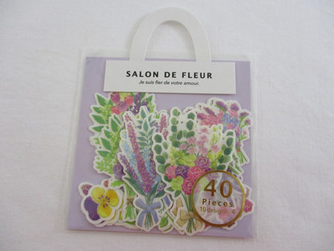 MW Salon de Fleur Flowers - Flake Stickers Sack - Purple Pink - Beautiful Garden Love Wedding Bouquet for Journal Agenda Planner Scrapbooking Craft