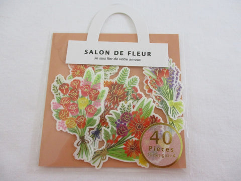 MW Salon de Fleur Flowers - Flake Stickers Sack - Red Pink Purple - Beautiful Garden Love Wedding Bouquet for Journal Agenda Planner Scrapbooking Craft