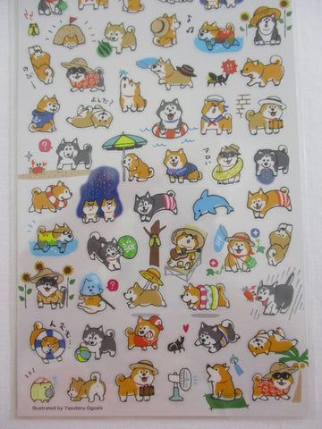 Cute Kawaii MW Summer Selection Series - Dog Puppies Play Fun Summer Beach Sticker Sheet - for Journal Planner Craft Organizer Calendar