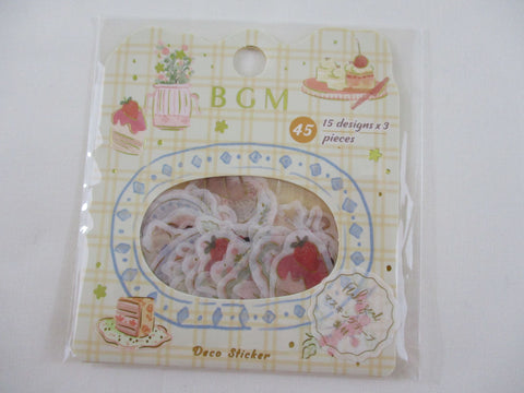 Cute Kawaii BGM Flake Stickers Sack - Tea time Sweet Snack Relax Home - for Journal Agenda Planner Scrapbooking Craft