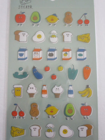 Cute Kawaii Decole Egg Fruit Healthy Avocado Bread Breakfast Milk Sticker Sheet - for Journal Planner Craft