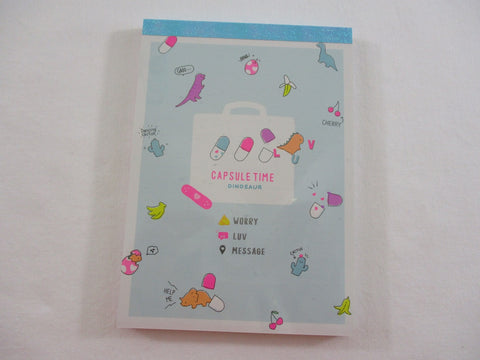 Cute Kawaii  Q-Lia Dino Capsule Time Dinosaurs 4 x 6 Inch Notepad / Memo Pad - Stationery Designer Paper Collection