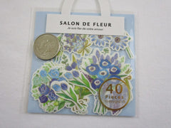 MW Salon de Fleur Flowers - Flake Stickers Sack - Blue - Beautiful Garden Love Wedding Bouquet for Journal Agenda Planner Scrapbooking Craft