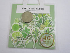 MW Salon de Fleur Flowers - Flake Stickers Sack - Green - Beautiful Garden Love Wedding Bouquet for Journal Agenda Planner Scrapbooking Craft