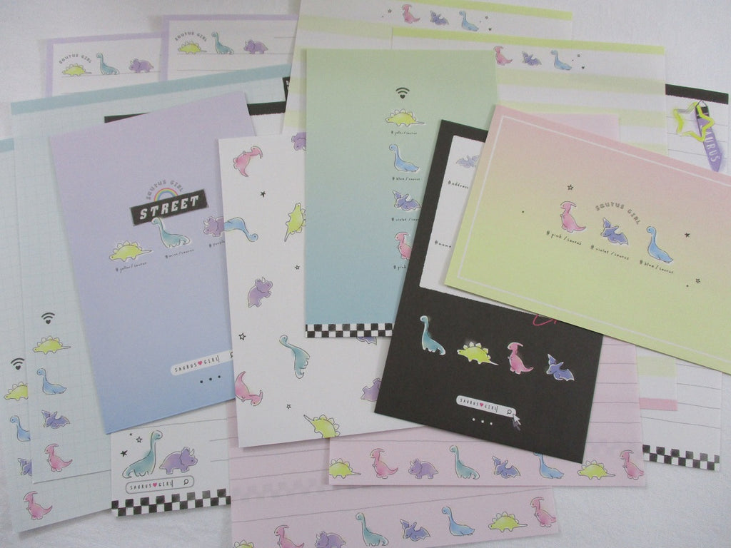 Cute Kawaii Kamio Dino Dinosaurs Saurus Girl Letter Sets - Stationery Writing Paper Envelope