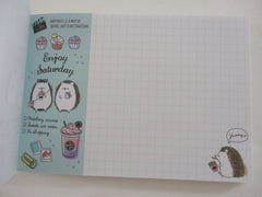 Cute Kawaii Q-Lia Hedgehog Enjoy Saturday 4 x 6 Inch Notepad / Memo Pad - Stationery Designer Paper Collection