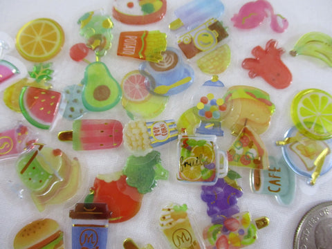 Candy Drop Style Food and Drink theme Flake Stickers - 45 pcs